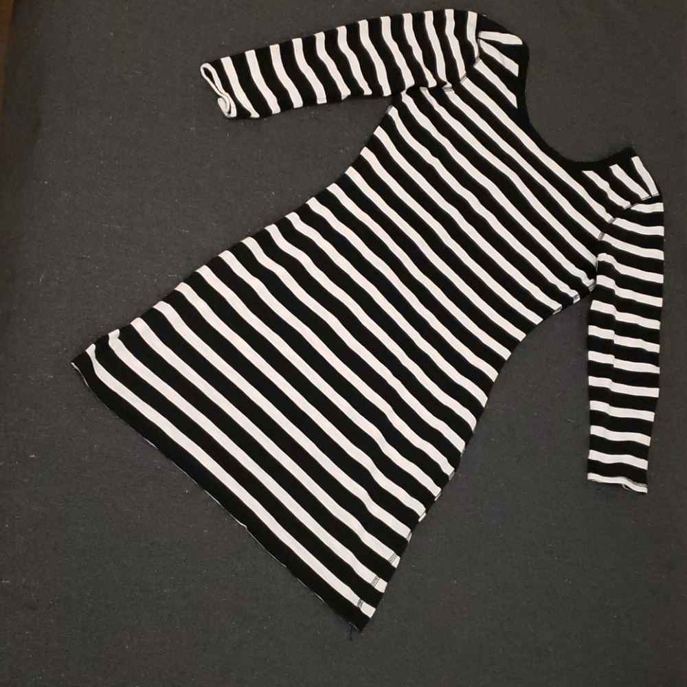 Express Striped 3/4 Sleeve Dress Black & White Women's Medium M